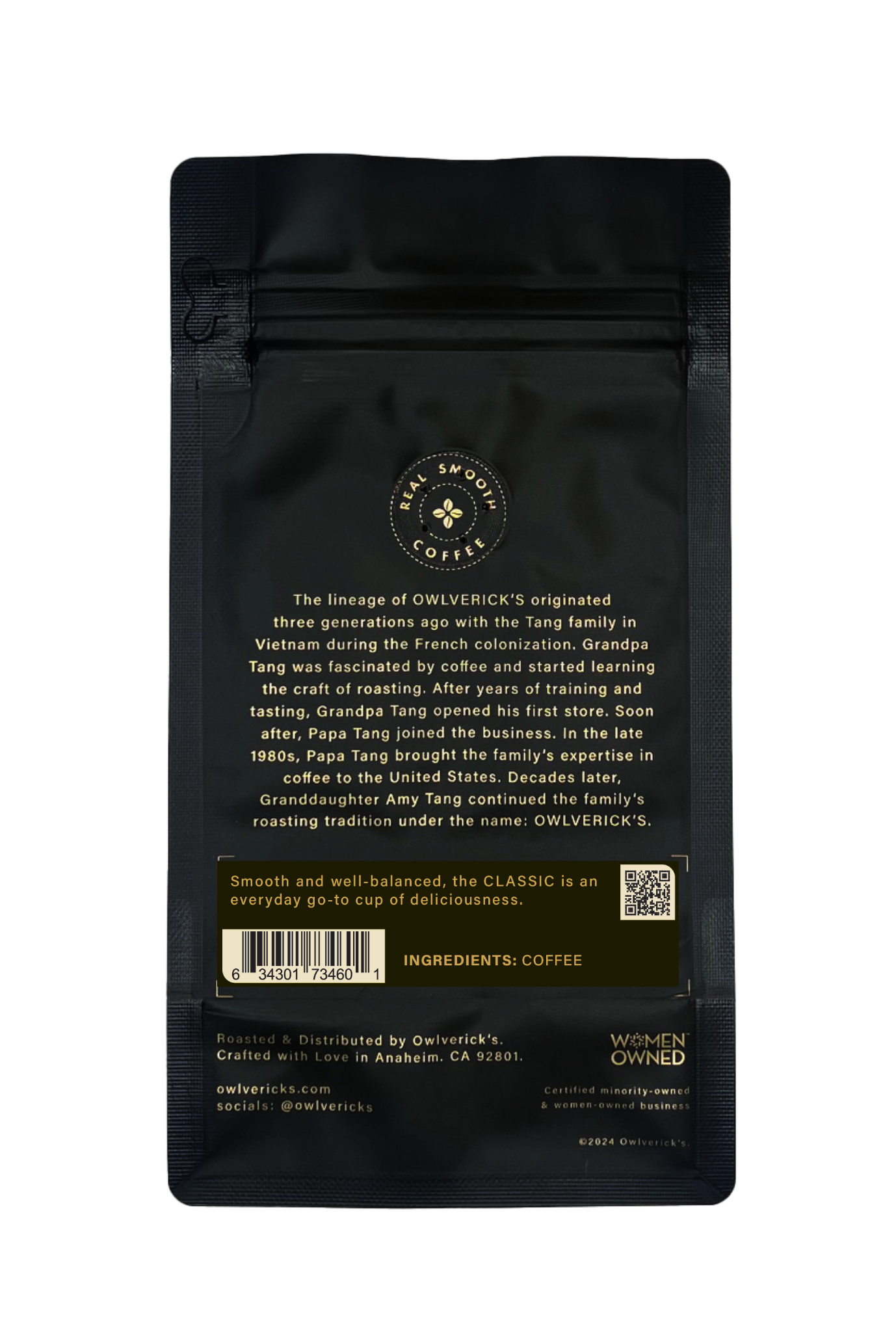 Classic Coffee Bag (Back) with small coffee flower design