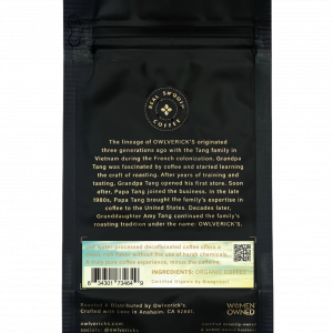 Daybreak Decaf Coffee Bag (Back) with small coffee flower design