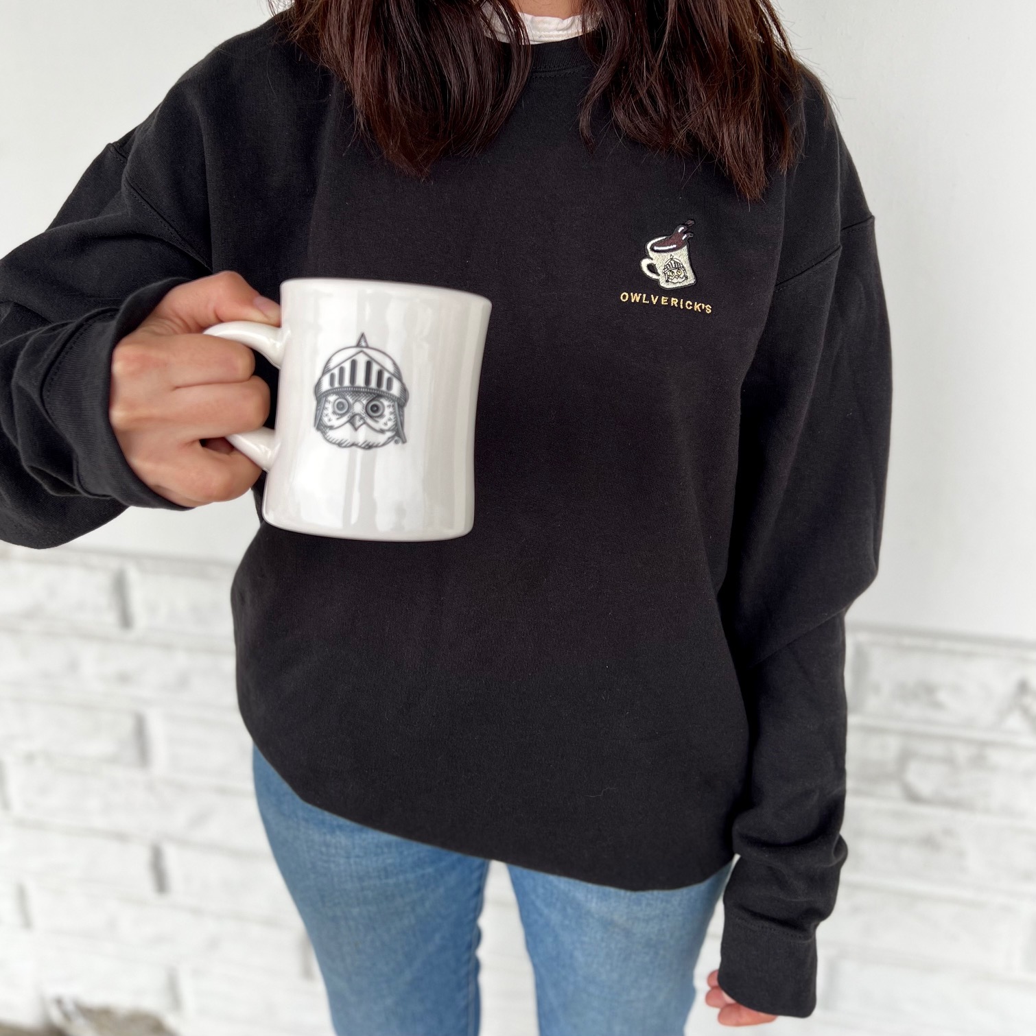Mug Crewneck Sweatshirt worn by model