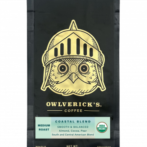 Coastal Blend Coffee Bag (Front) with Large Owl Design