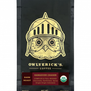 Hangover Chaser Coffee Bag (Front) with Large Owl Design