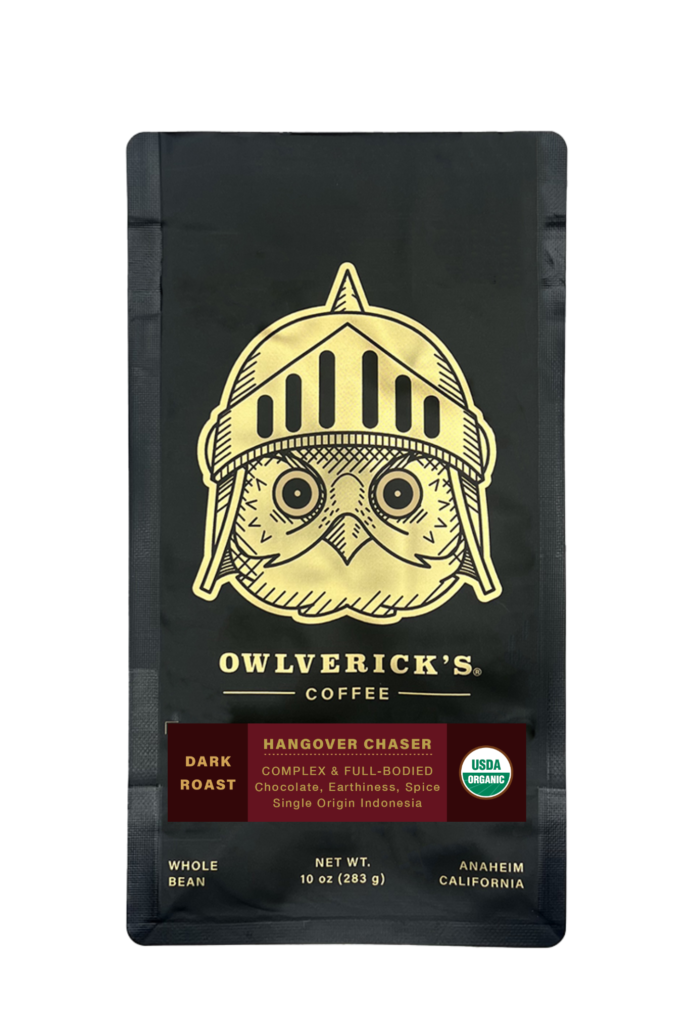Hangover Chaser Coffee Bag (Front) with Large Owl Design